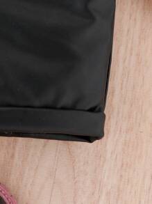 Baby Girl Sleeveless Romper With Notched Collar - Black - View 7