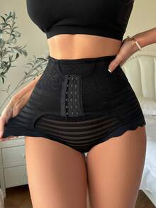女性前掛鉤形塑身短褲 - 黑色 - 查看 4