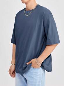 SWAVVY Loose Fit Men's Oversized Knit Casual T-Shirt, Summer