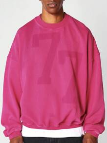 SUMWON Sudadera oversize con estampado gráfico frontal - Rosa Fucsia - Ver 6