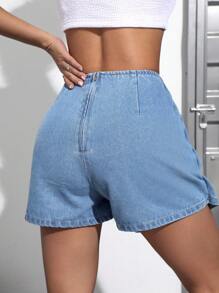 SHEIN EZwear Women's Asymmetrical Wrap Denim Skort