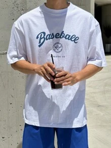 DAZY Camiseta de verano oversize para hombres con diseño de estampado de letras, camisetas gráficas