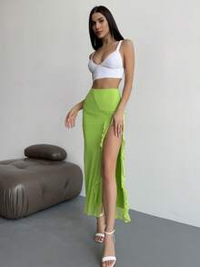 Firerie 優雅高開叉人魚裙下擺,裙襬裝飾的浪漫約會裙 - 綠色 - 查看 6