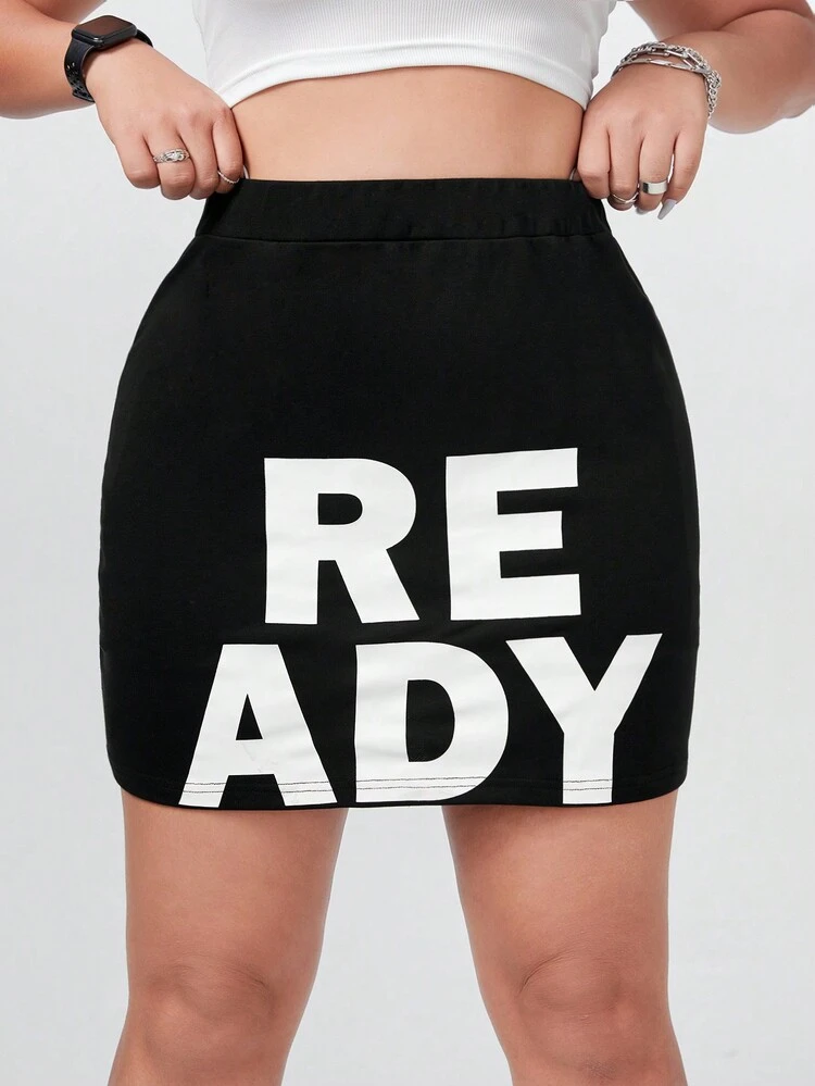 Plus Size Alphabet Pattern Skirt