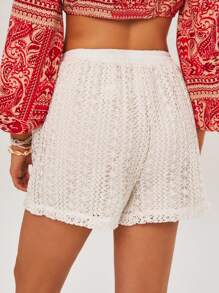 Bohemela Women's Lace Shorts For Vacation - White - View 2