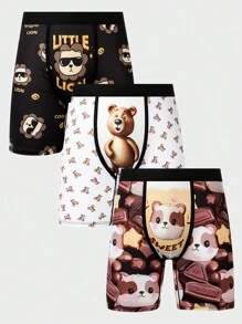 Men's Cartoon Printed Boxer Briefs (3pcs/Set) - Multicolor - View 6
