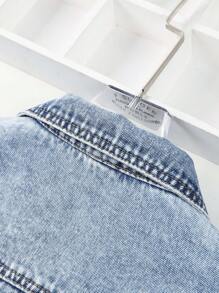 Tween Boy's Distressed Denim Jacket - Medium Wash - View 8