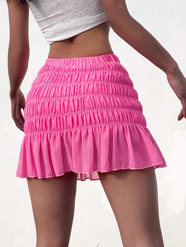 Solid Color Draped A-Line Skirt