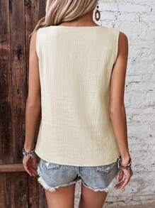 SHEIN LUNE Top de tirantes con nudo en la espalda y escote en V para el verano - Albaricoque - Ver 2