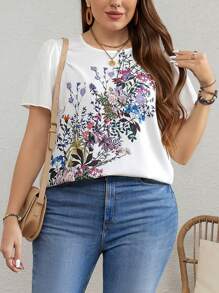 SHEIN LUNE Plus Size Flower Printed Shirt