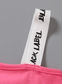 SHEIN Rochie asimetrică cu bandă de litere cu bandă pentru fetiță