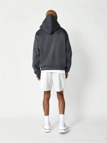 SUMWON Regular Fit Zip Through Hoodie - Dark Grey - View 5