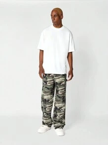 SUMWON Quần Jeans In Camo Flare Fit Có In Sơn - Màu xanh lá cây đậm - Xem 4