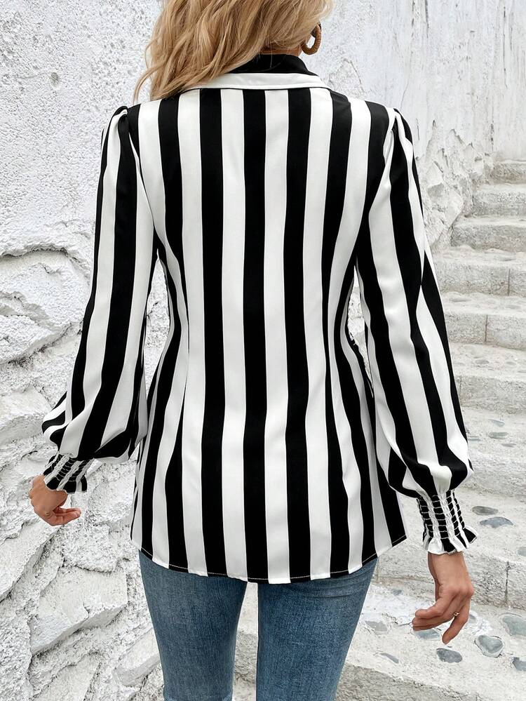 Women's Striped Wrap Blouse