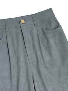 Đúng mốt Vải to sợi Túi Giải trí Dài Quần - Xám - Xem 4