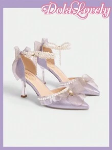 Dola Lovely Của phụ nữ Ren lưới Hoa Nghệ Embellished Giày cao gót Giày dép - Màu tím - Xem 10