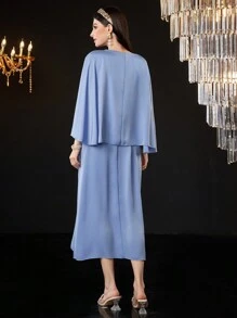 Modelyn Rochie cu decolteu rotund Rochii lungi de seara - Albastru - Vizualizare 2
