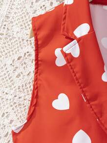 SHEIN 4入組青少女心形印花休閒服套裝 - 紅色 - 查看 4