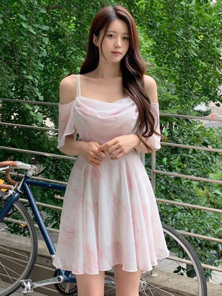 Women's Crinkle Design Spaghetti Strap Dress Sundress,Casual Women Dresses Cocktail Dress