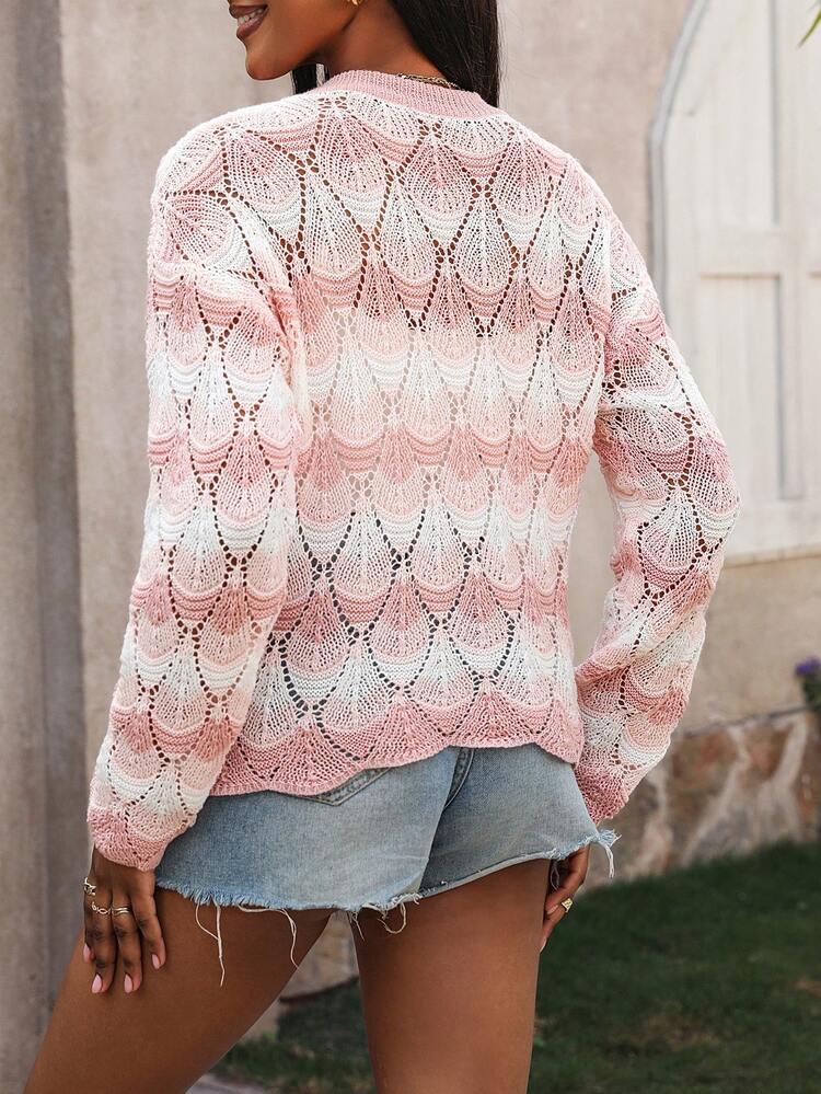 Women's Color Block V-Neck Knit Pullover Fall Winter Sweater