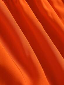 Falda larga de cintura alta con diseño de vacaciones de otoño/invierno, de estilo minimalista, casual y versátil, de múltiples capas, con cintura elástica y vuelo, de alta gama, para mujeres - Naranja - Ver 8