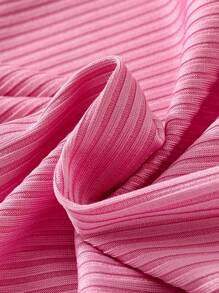 SHEIN Explorewe Tween Girl's Halter Neck Dress With Tassel Hem - Hot Pink - View 4