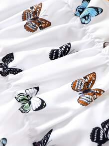 Butterfly White Spaghetti Strap Cool Fashion Tank Top For Baby Girls - Multicolor - View 5