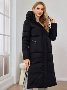 GASMAN Women's Hooded Long Sleeve Padded Coat With Zipper Hem