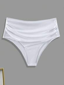 SHEIN Swim Carnaval De Bikini Monocromático Sin Mangas De Un Hombro Para Mujer - Blanco - Ver 3