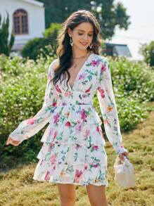 Aveloria Rosie Ladies' Long Sleeve Floral Print Dress Vacation Outfits Woman 