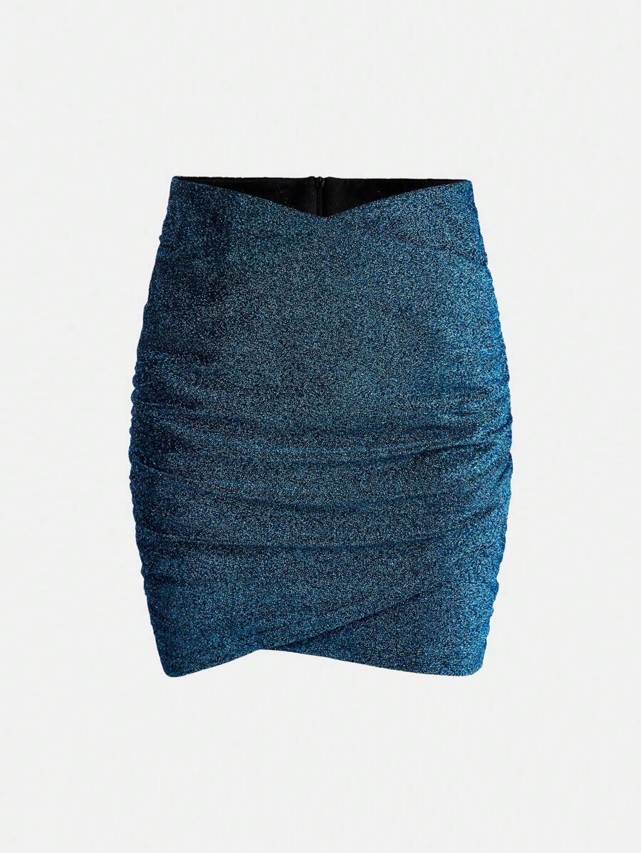 Tween Girls' Sparkling Pleated Wrap Skirt - Teal Blue - View 1