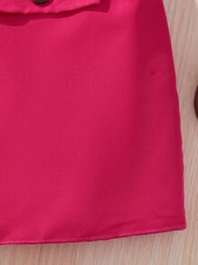 SHEIN 年輕女孩套裝，夏天時尚無袖POLO衫搭配彈性迷你裙 - 彩色 - 查看 6