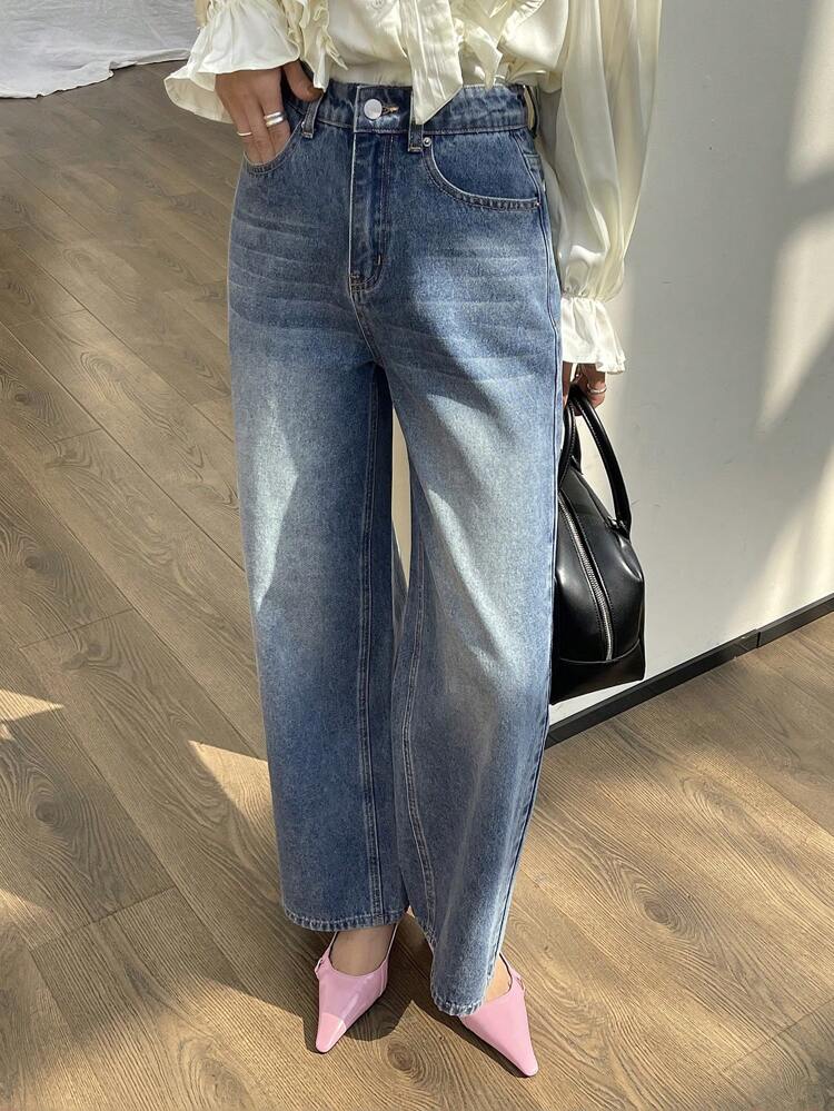 Ladies' Denim Pants With Pockets Old Money Style Women Jeans