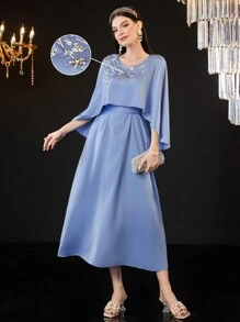 Modelyn Rochie cu decolteu rotund Rochii lungi de seara - Albastru - Vizualizare 5