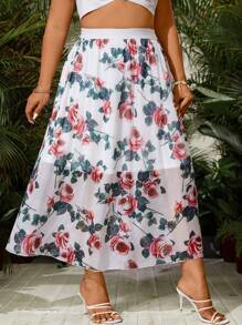 SHEIN Unity Plus Size Women's Floral Printed Skirt Fall Cloth For Women - Multicolor - View 7