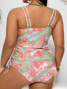 Swim Lushoire Summer Beach Plus Size Paisley Print Swimwear Set