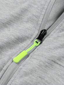 Manfinity Sport Corelite Chaqueta deportiva con capucha para hombres con cordones y cremallera en la parte delantera, tops de entrenamiento - Gris Claro - Ver 4