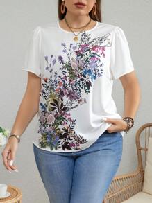 SHEIN LUNE Plus Size Flower Printed Shirt
