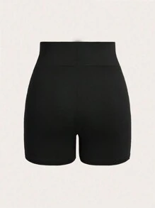 CovetEZ Plus Size Women's Solid Color Basic Shorts - Multicolor - View 5