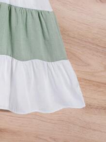 SHEIN Vestido De Tirantes De Verano Para Niñas Con Lindo Bloques De Colores Frescos