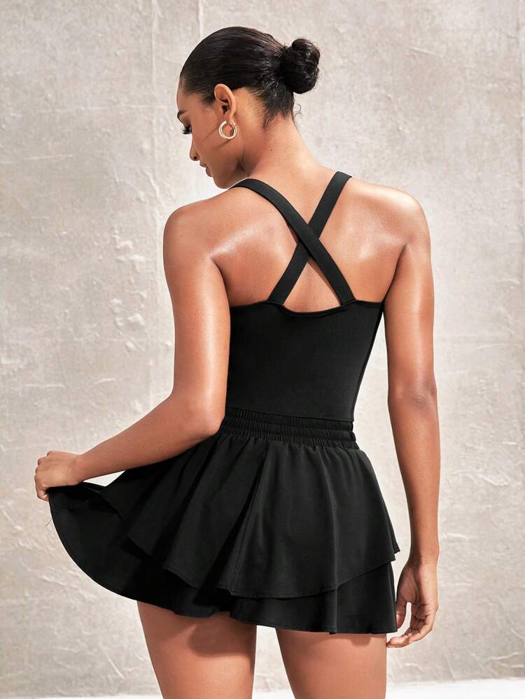 Women's Ruffle Hem Sleeveless Sporty Dress Sport Dress