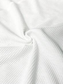 Slaydiva 大尺寸純色短袖開叉下擺連身裙 - 白色 - 查看 6