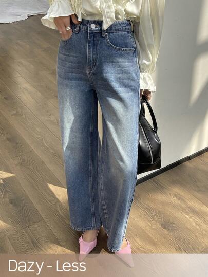 Dazy-Less 女士带口袋牛仔裤，复古风格女式牛仔裤
