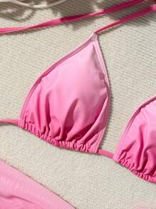 SHEIN Swim Summer Beach Ladies' Gradient Bikini Set - Pink - View 4