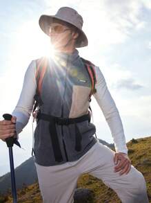 SHEIN In My Nature 男士字母印花下垂短袖戶外T卹，適用於徒步旅行服裝