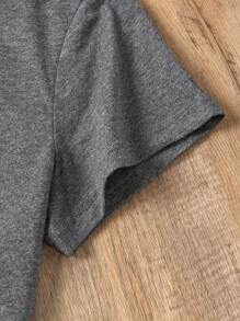 INAWLY Women's Solid Color Simple Short-Sleeved T-Shirt - Dark Grey - View 4