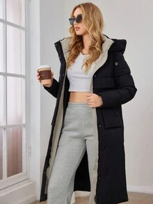 GASMAN Women's Hooded Long Sleeve Padded Coat With Zipper Hem