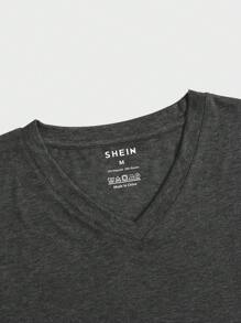 Manfinity Dauomo Camiseta De Manga Corta Con Cuello En V De Color Sólido Para Hombre