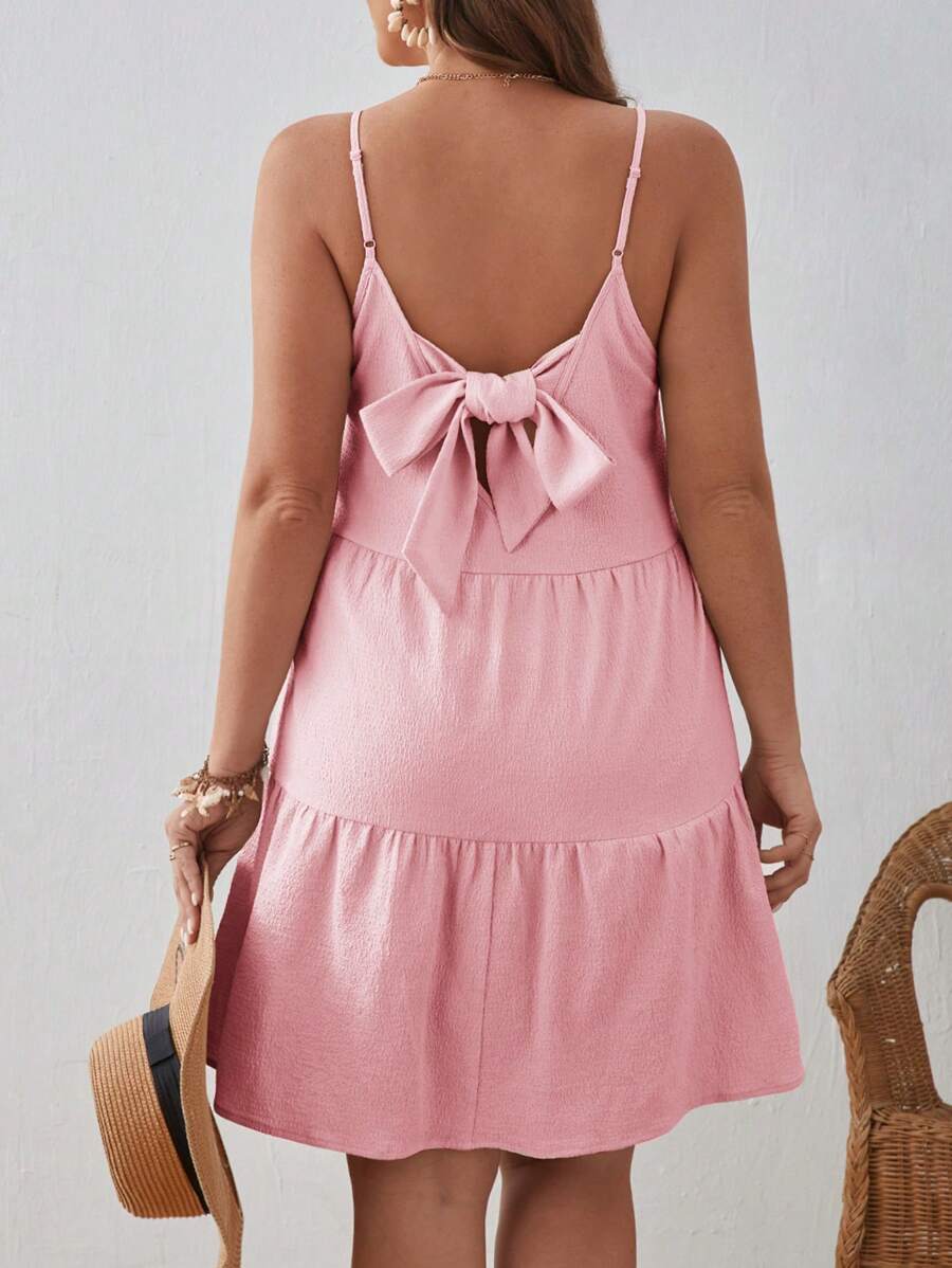 Dreamara 大尺碼女裝後結吊帶背心裙 - 粉色 - 查看 1