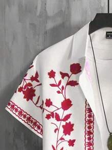 Manfinity RSRT Men's Floral Printed Short Sleeve Button-Down Shirt - White - View 5